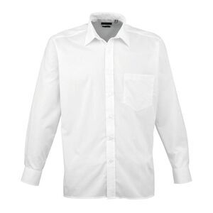 Premier Mens Poplin Long-Sleeved Shirt / White